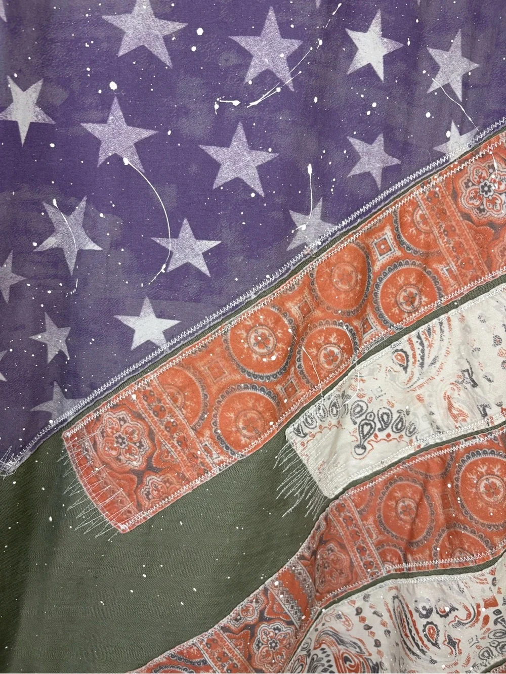 Free People We The Free Patriotic Spruce USA Patchwork Military Jacket oversized - Picture 13 of 16